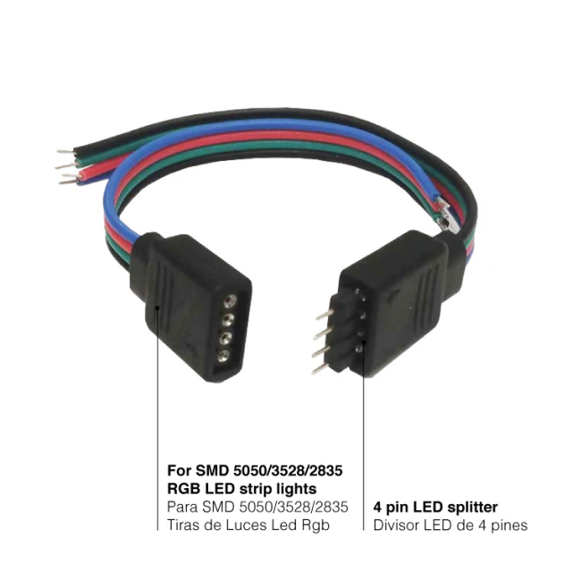 Cable conector de 4 pines para tiras LED RGB CON-4pin - Imagen 2