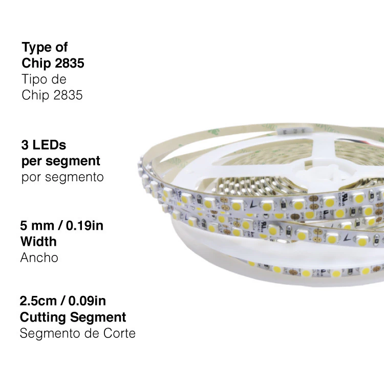 Tira LED SMD2835 12V – 12W/m – Blanco Cálido – 1200 lm/m – Dimerizable. Tsmd-55ww-b2 - Imagen 4