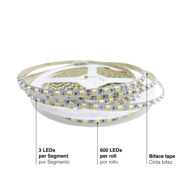 Tira LED SMD2835 12V – 12W/m – Blanco Cálido – 1200 lm/m – Dimerizable. Tsmd-55ww-b2 - Imagen 2