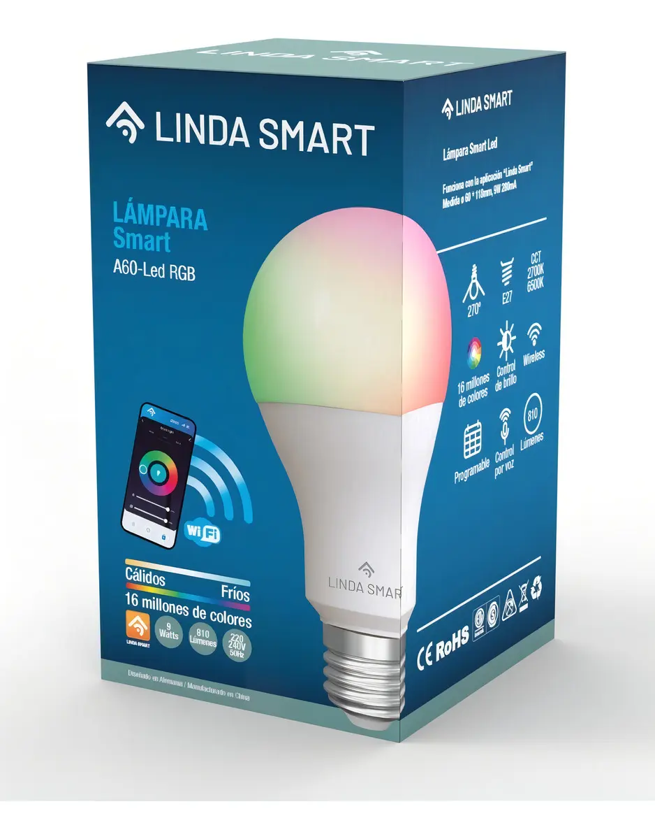 Lámpara LED RGB Smart WiFi 9W E27 – Linda Smart - Imagen 5