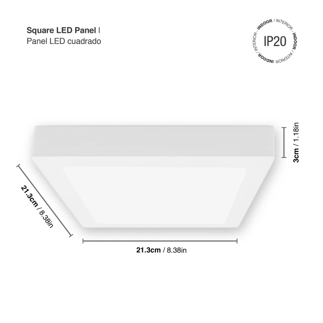 Plafón LED cuadrado 21,3 × 21,3 cm – 18 W – 1230 lm – Blanco neutro (4000 K) APL-07NW-B2 - Imagen 2