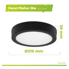 Plafon Redondo Led 18w Negro Luz Fria Macroled - Imagen 3
