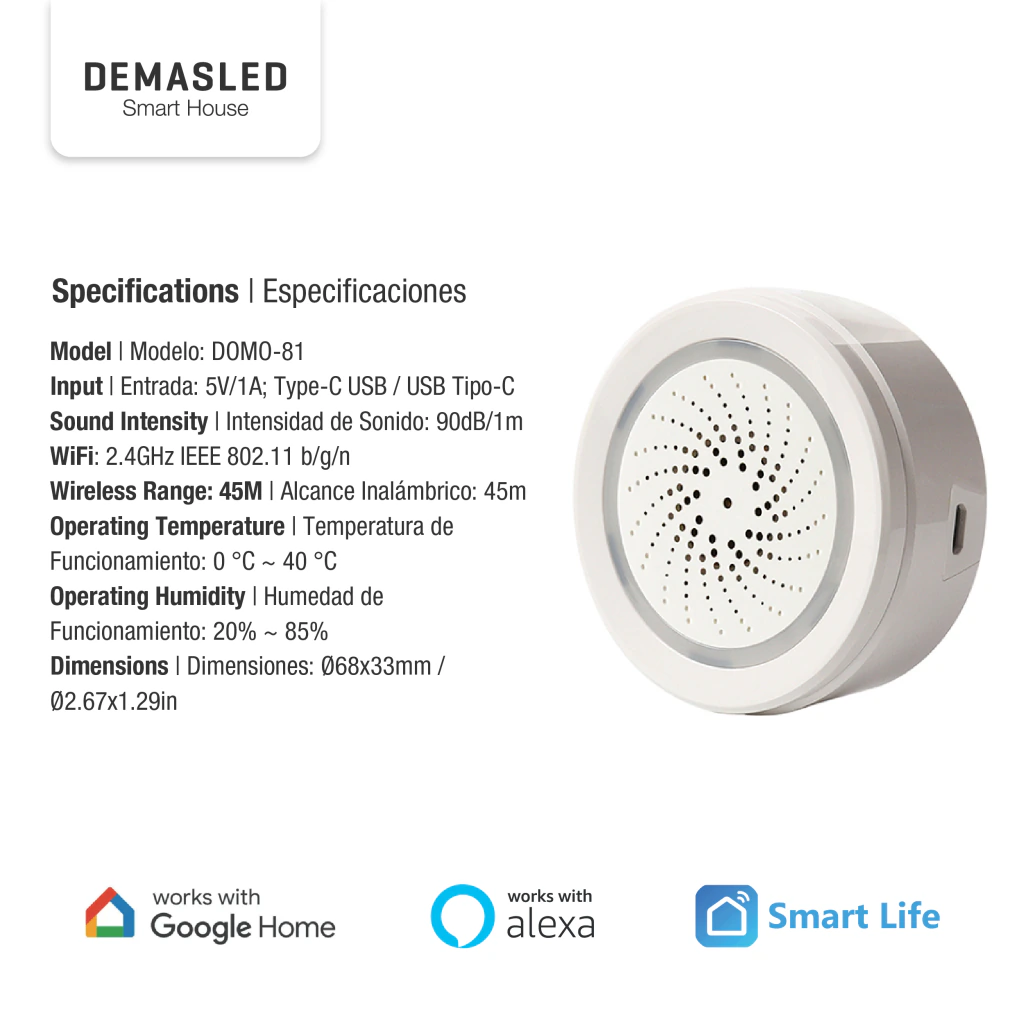 Sirena de Alarma Smart WiFi 100dB – DOMO-81 - Imagen 2