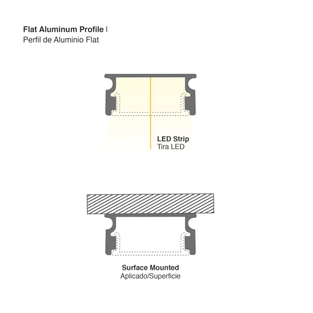 Perfil de Aluminio Flat 16.8x6,6mm Anodizado, Cover Opal Blanco x2m PER-59-2M - Imagen 4