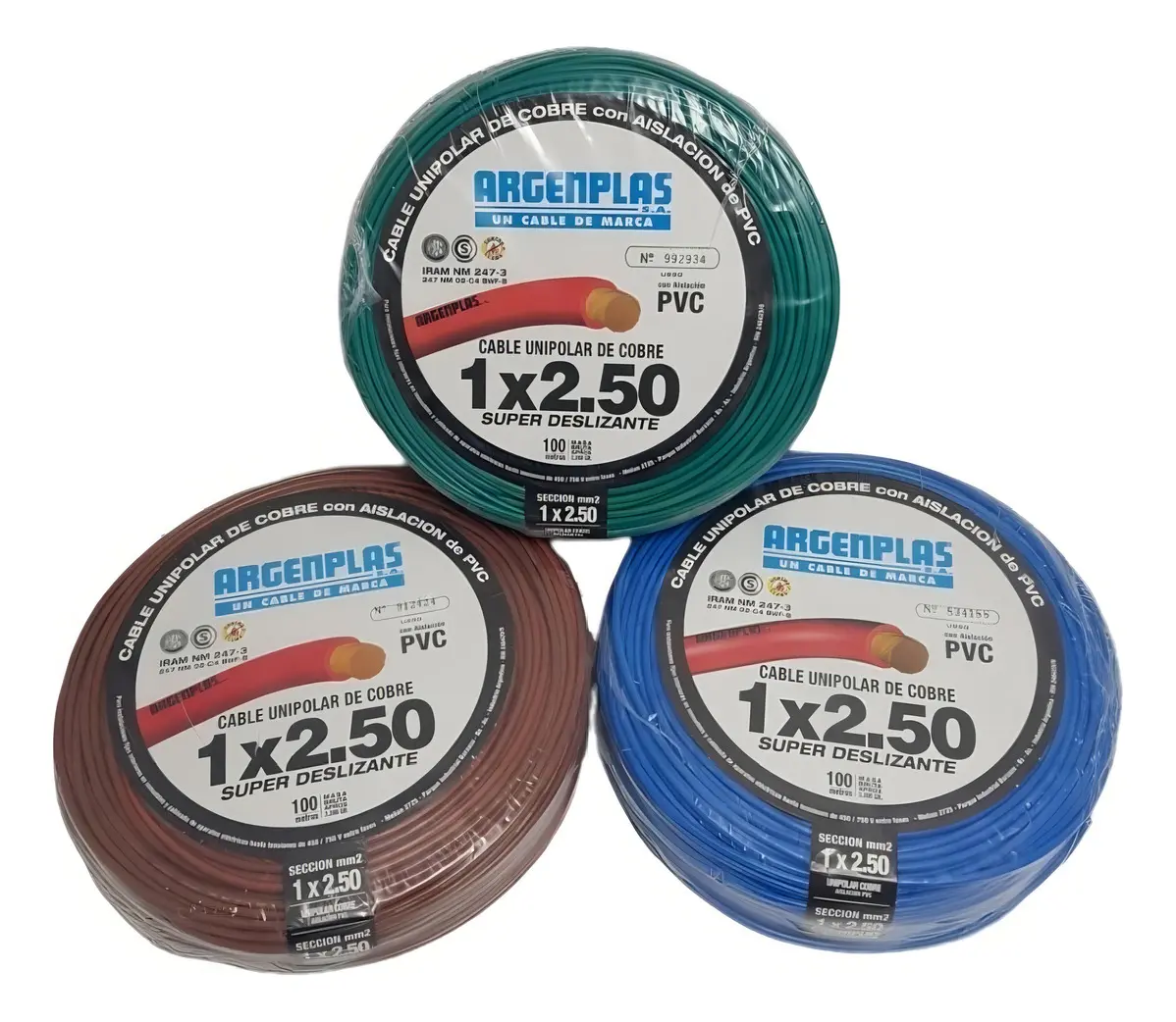 Cable Unipolar 1x2.5mm. Argenplas x metro
