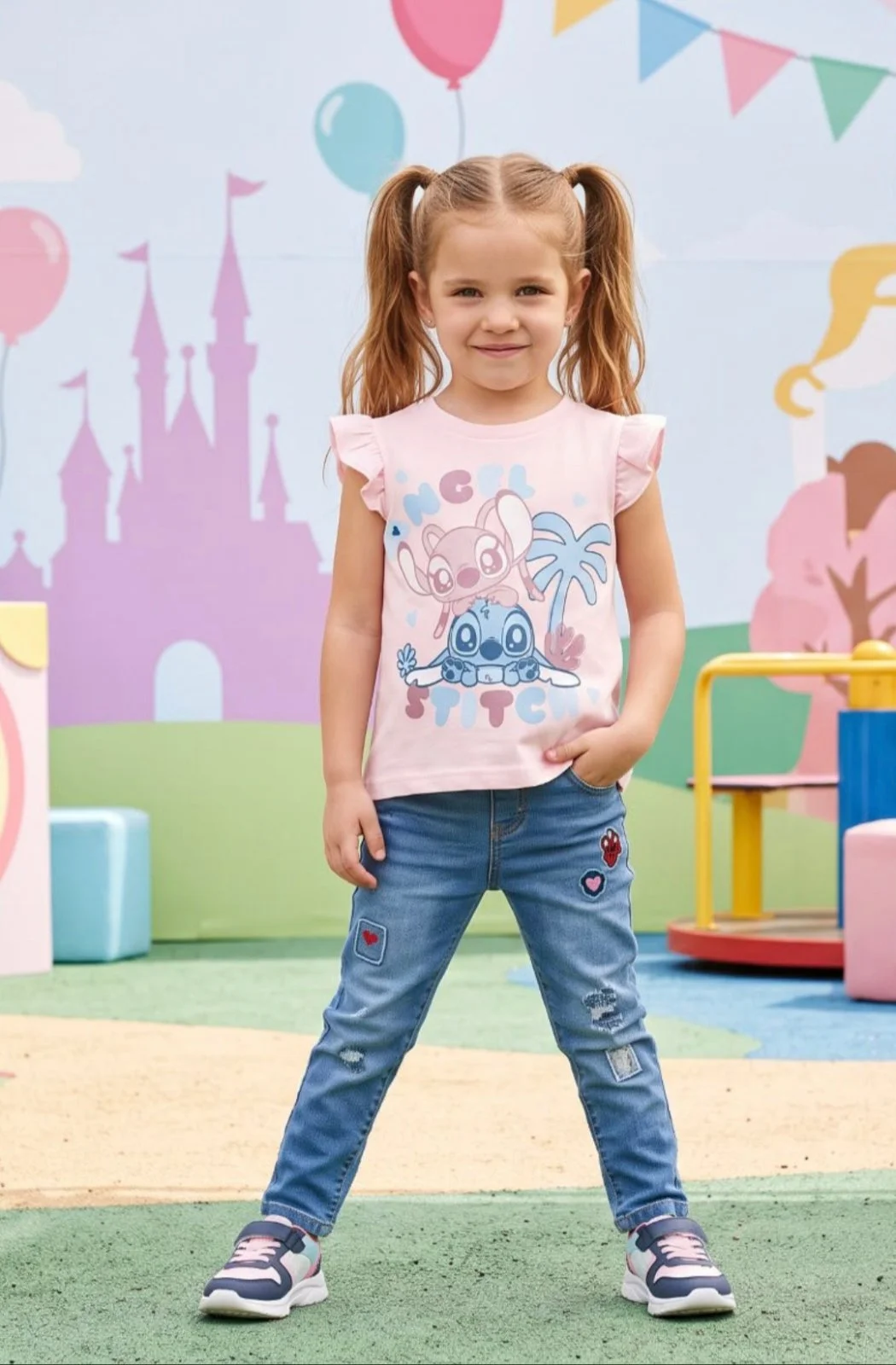 Remera bebé Disney Stitch and Angel rosa - Imagen 3