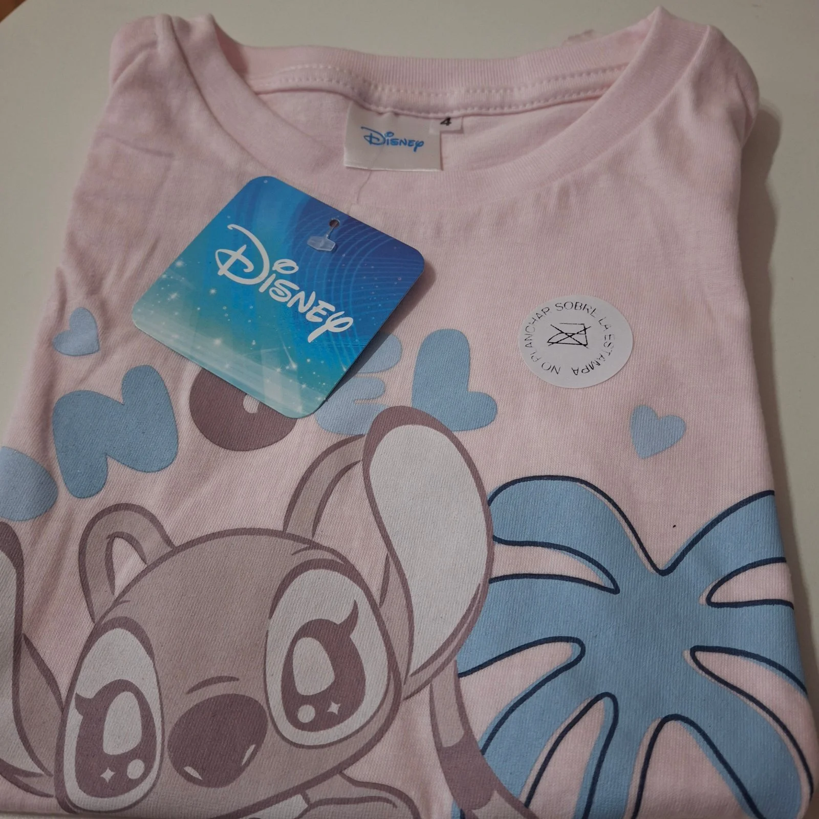 Remera bebé Disney Stitch and Angel rosa - Imagen 2