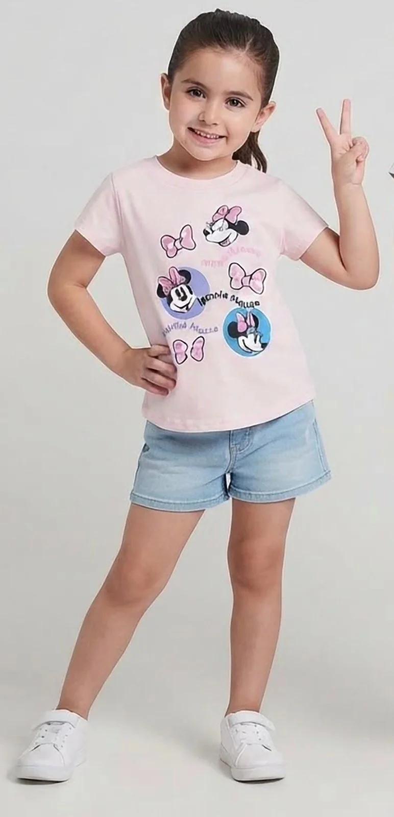 Remera de algodón Disney Minnie Moños rosa