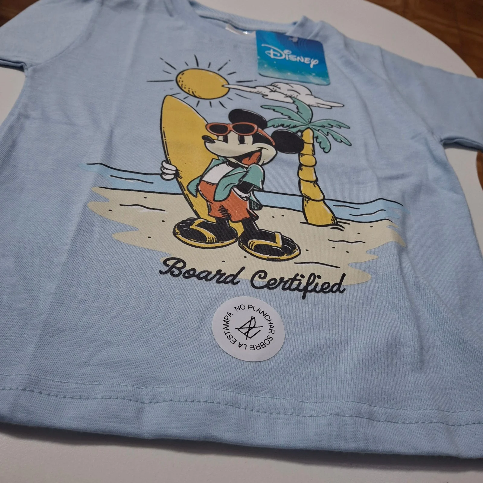 Remera de algodón Disney Mickey Surf celeste - Imagen 2