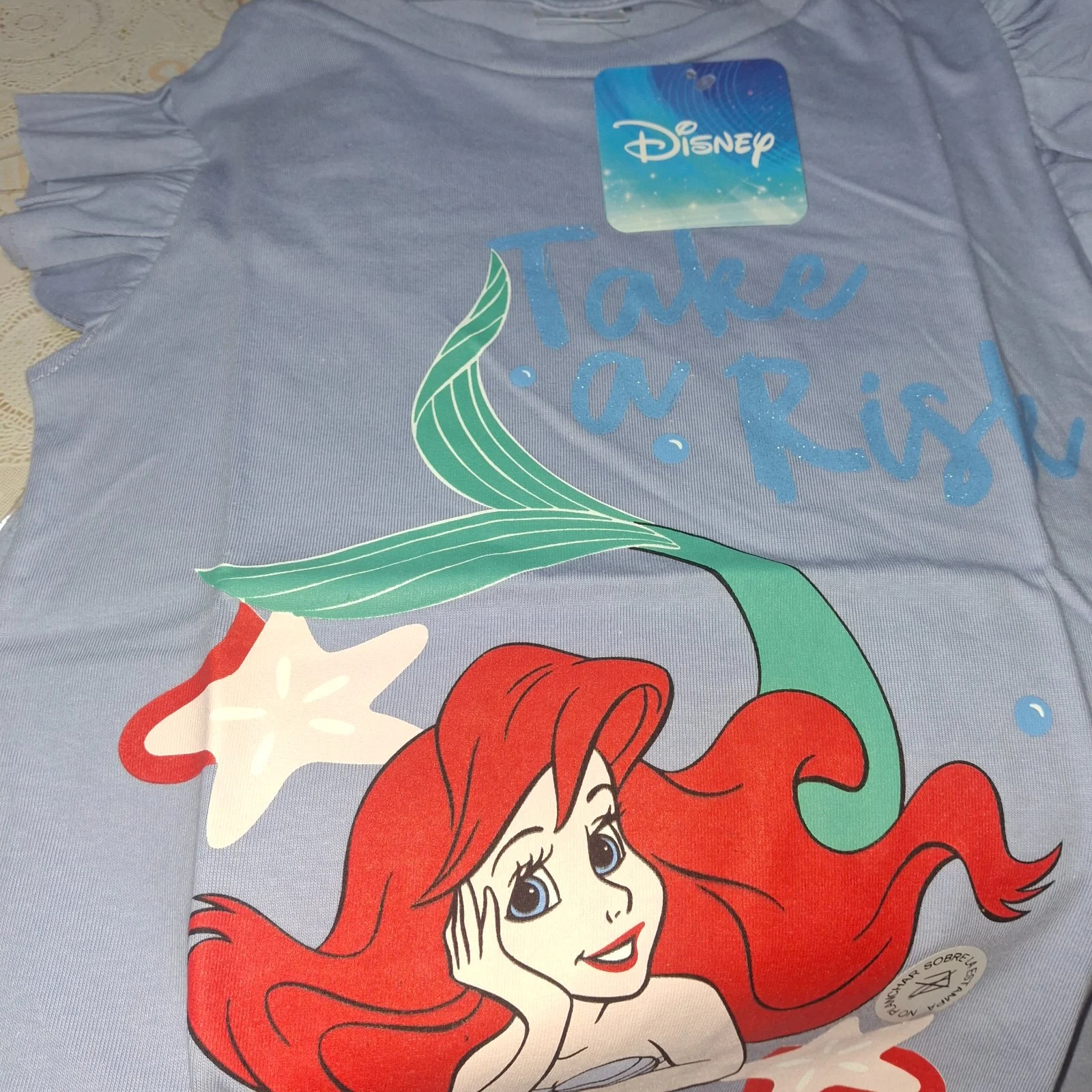 Remera de algodón Disney Ariel con volados - Imagen 4