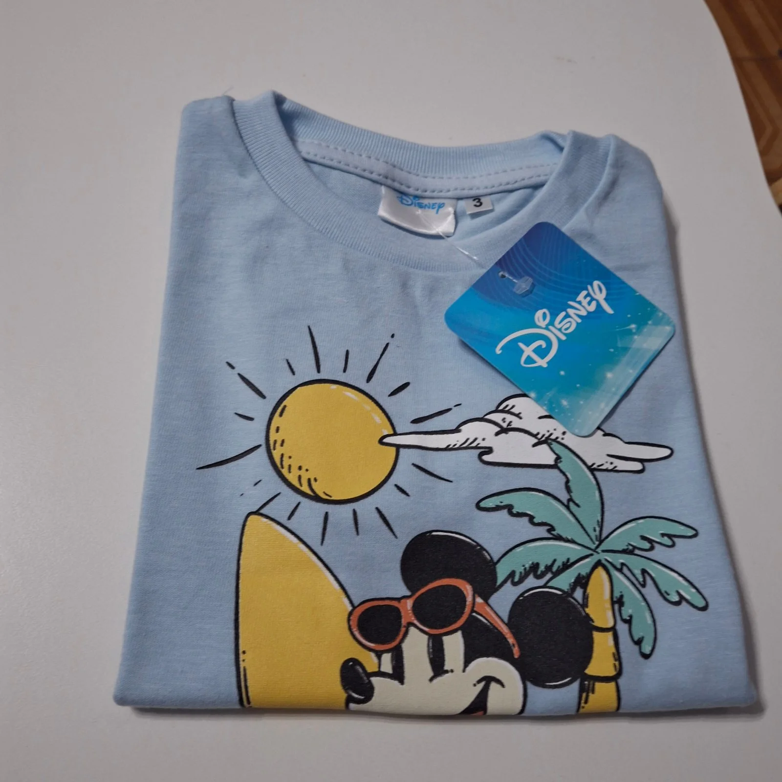 Remera de algodón Disney Mickey Surf celeste - Imagen 4