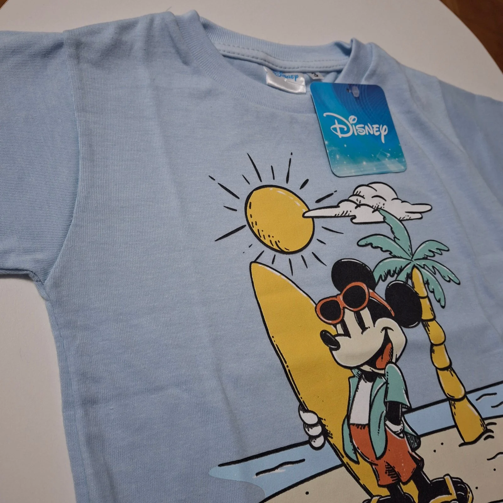 Remera de algodón Disney Mickey Surf celeste - Imagen 3