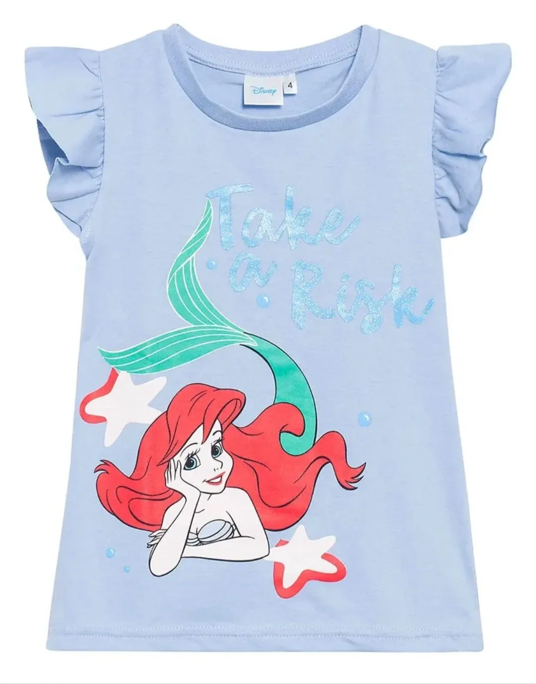 Remera de algodón Disney Ariel con volados