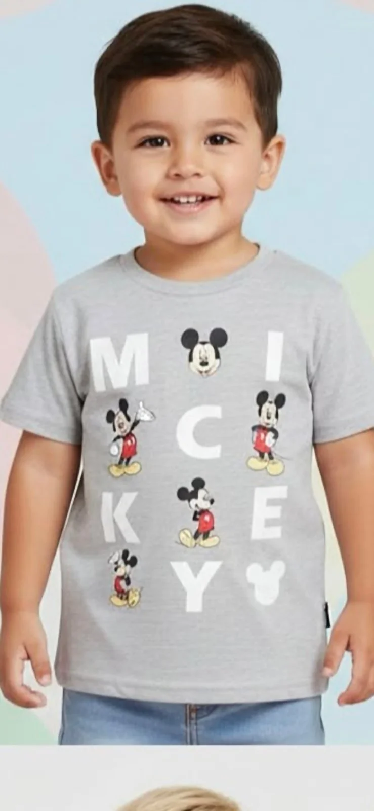 Remera de algodón Disney Mickey letras gris - Imagen 2