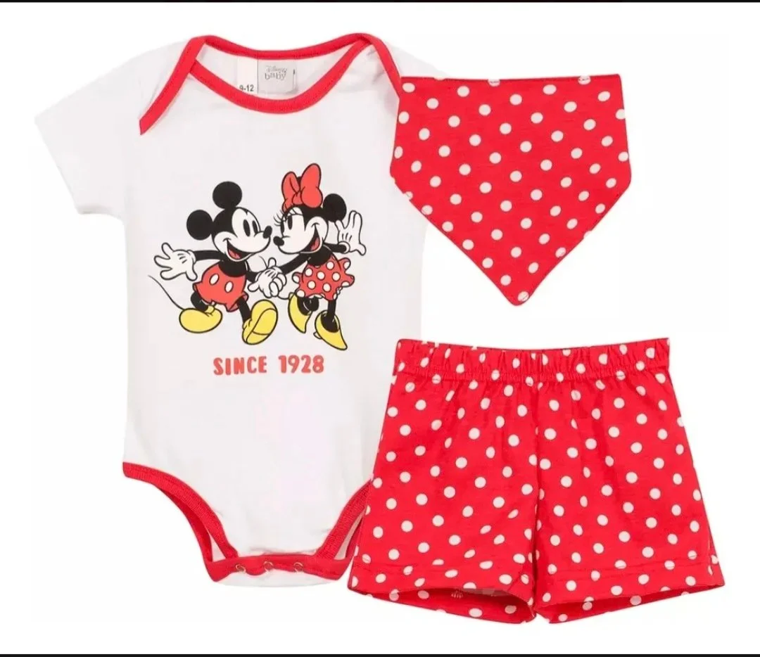 Set bebé  Disney Bienvenida Minnie rojo 3 piezas - Imagen 4