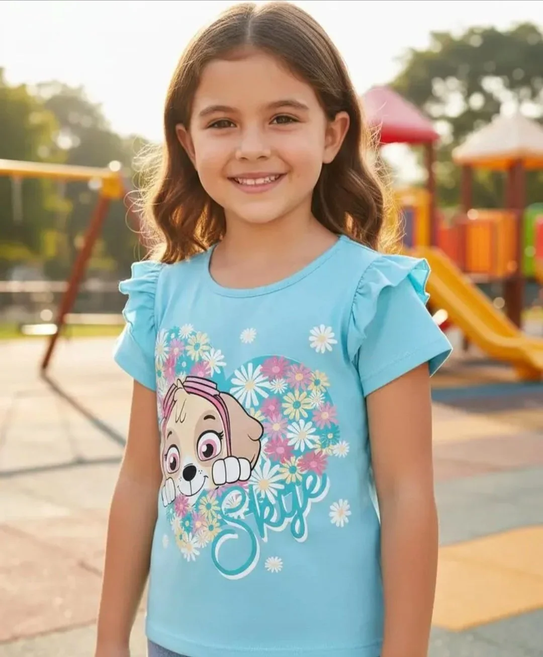 Remera 100% algodón Nikelodeon Skye celeste - Imagen 3