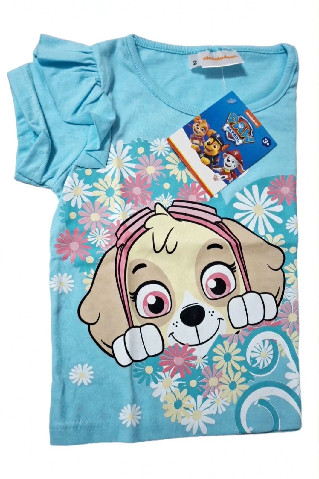 Remera de algodón Nickelodeon Skye volados celeste - Imagen 2