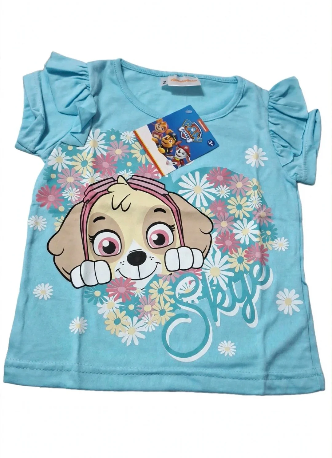 Remera de algodón Nickelodeon Skye volados celeste - Imagen 5