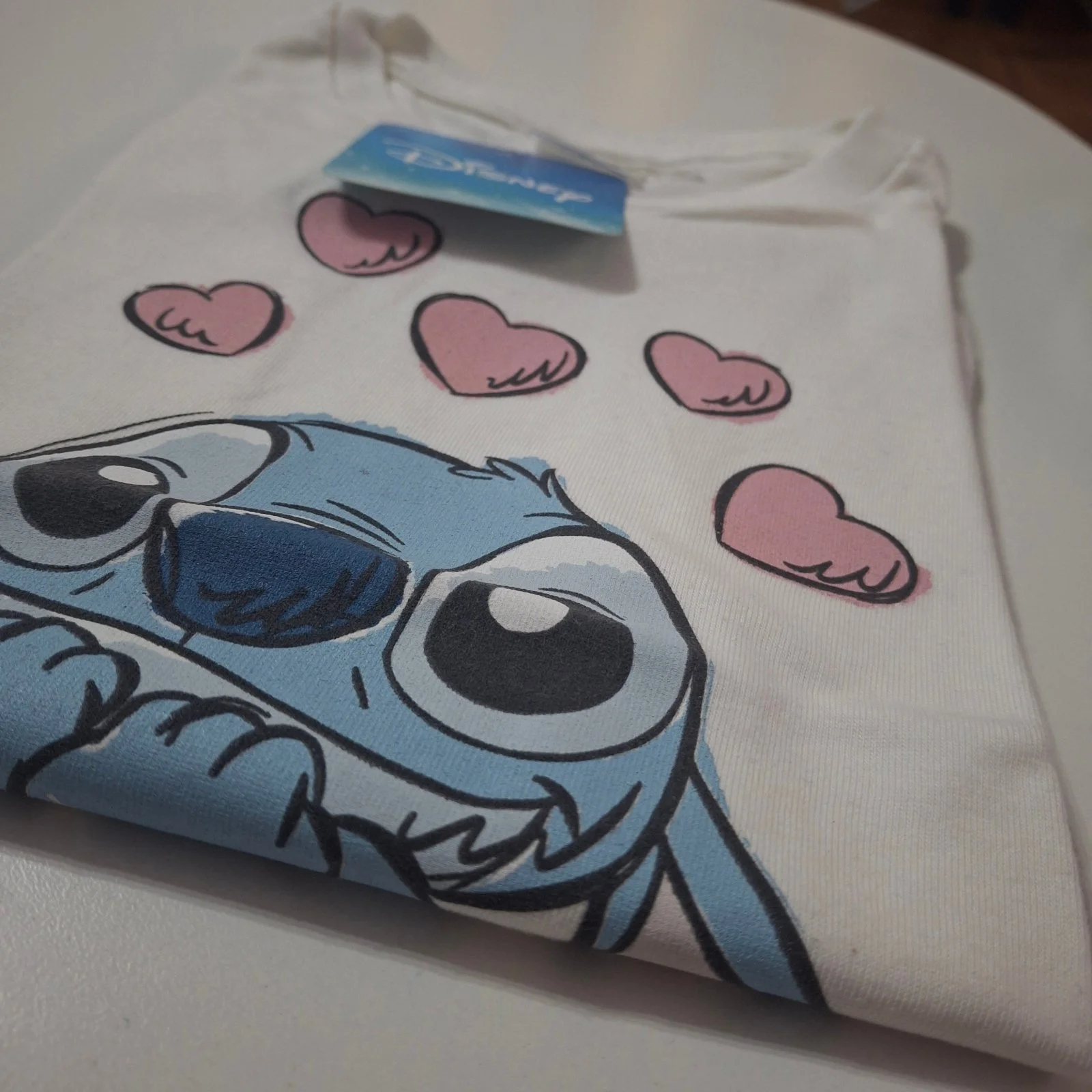 Remera de algodón Disney Stitch volados blanca - Imagen 3