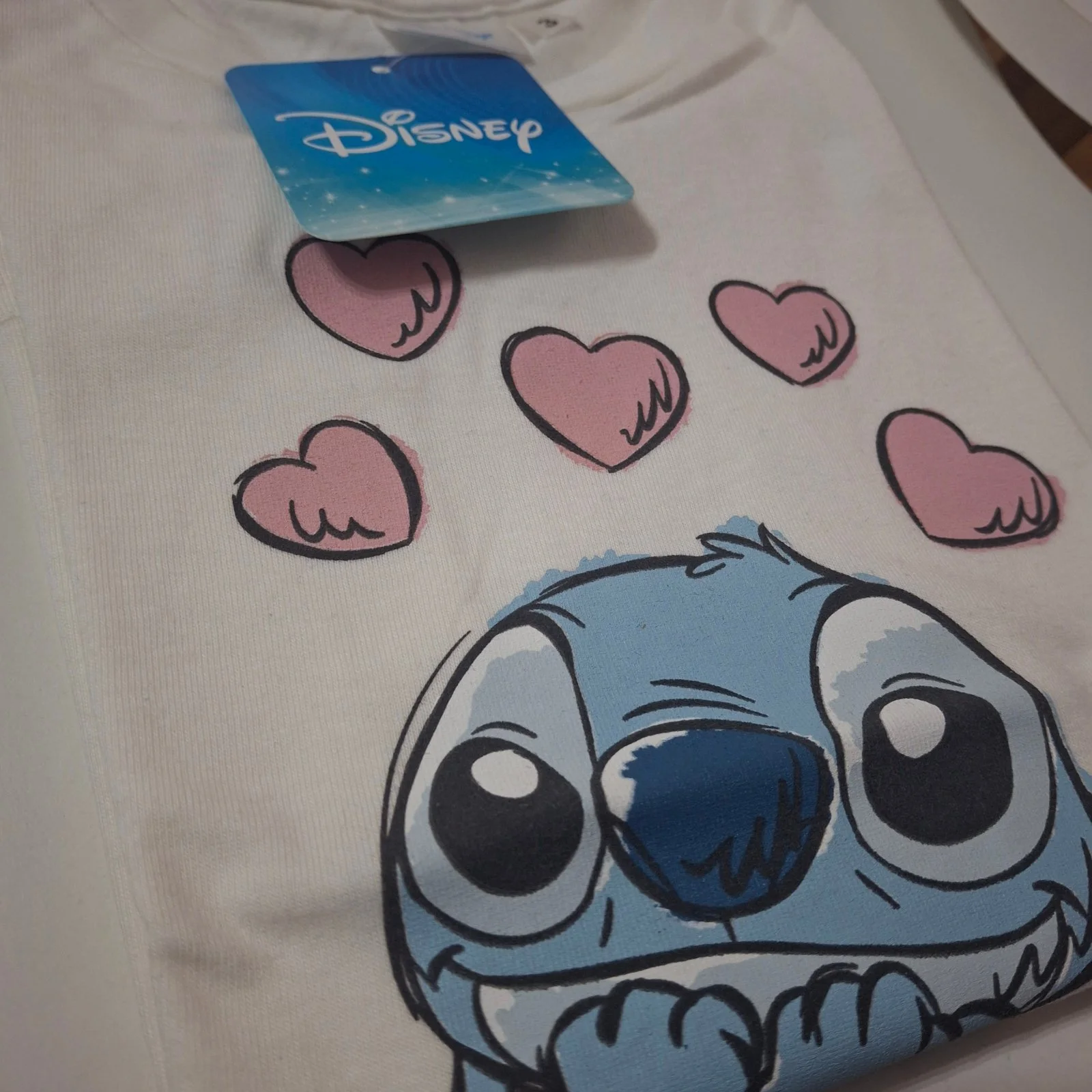 Remera de algodón Disney Stitch volados blanca - Imagen 4