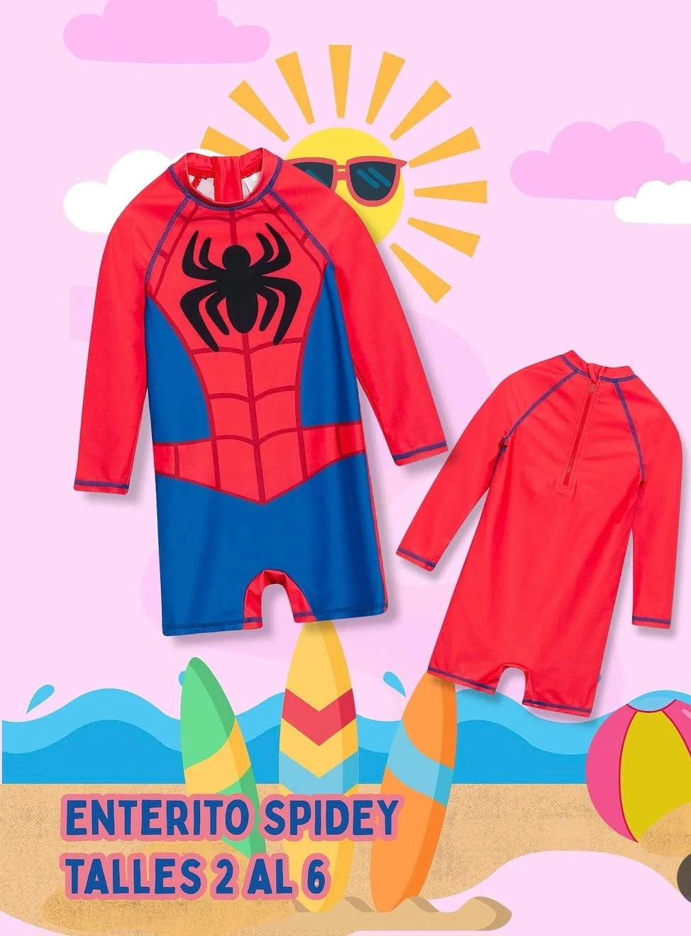 Enterito disfraz UV50+ Marvel Spider IMPORTADO - Imagen 2